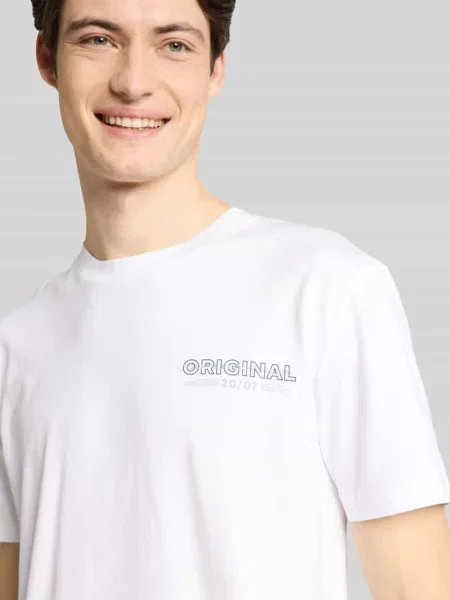 T-shirt o kroju regular fit z czystej bawełny Tom Tailor Denim biała