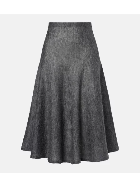 Spódnica midi Alaïa wełniana do kolan szara