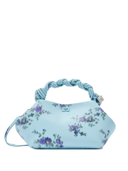 Geantă shopper Ganni cu model floral cu imagine albastru