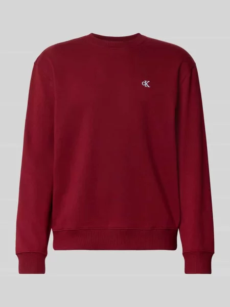 Bluza z wyhaftowanym logo Calvin Klein Jeans bordowa