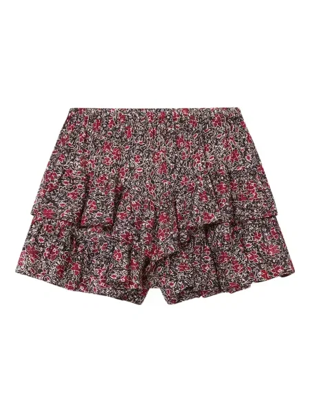 Pantaloni scurți Marant Etoile cu model floral cu volane negru