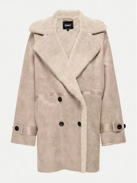 Usnjeni plašč Only bež