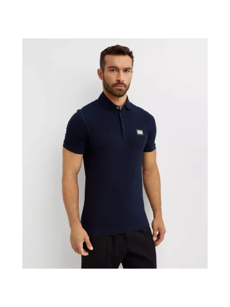 Koszulka polo Dolce And Gabbana z krótkim rękawem niebieska