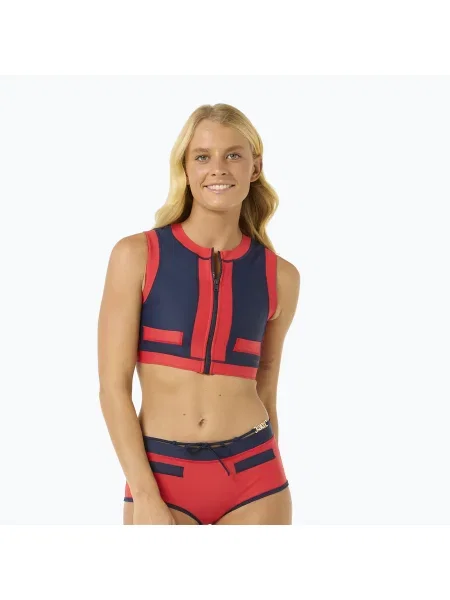 Rip Curl Coco Short Sleeve Vest costum de baie top roșu/albastru închis roșu