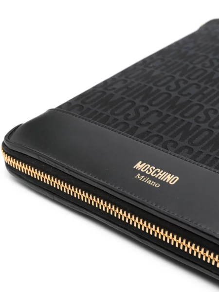 Kožená taška na notebook Moschino černá