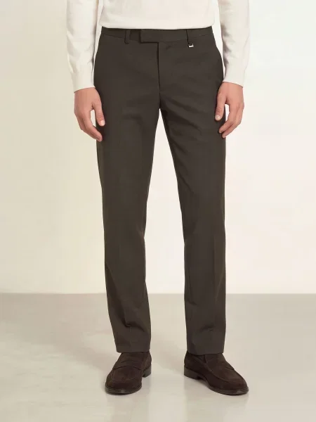 Paul Oblekové Kalhoty Střih Slim Fit dark brown hnědé