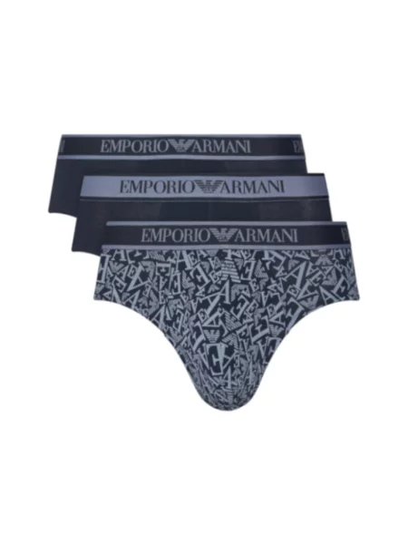 Majtki Emporio Armani z logo niebieskie