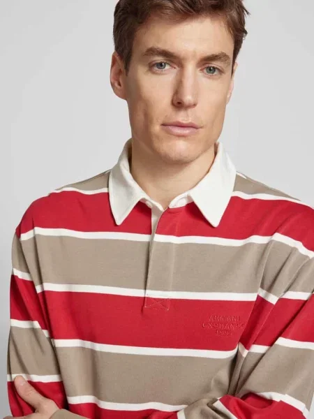 Koszulka polo o kroju regular fit z długim rękawem Armani Exchange czerwona