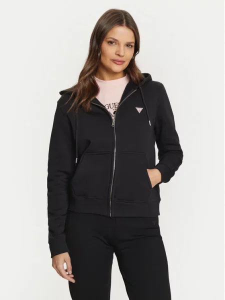 Guess Jeans Μπλούζα GJ ZIP HOOD REG MINI μαύρο
