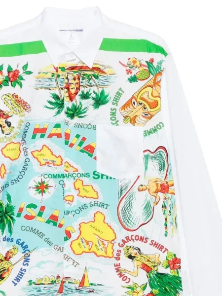 Havajská košile Comme Des Garçons s potiskem bílá