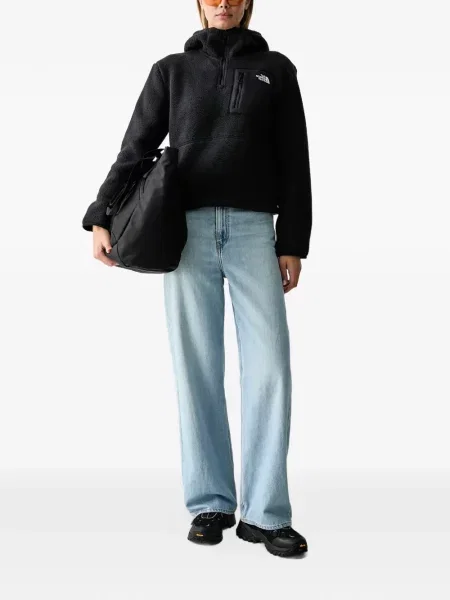 Geacă The North Face din fleece cu glugă negru