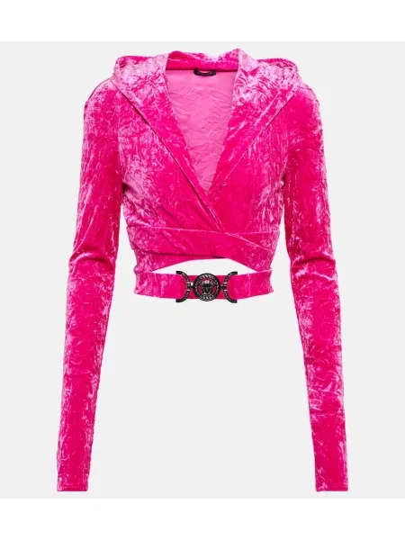 Hanorac cu glugă Versace de catifea roz