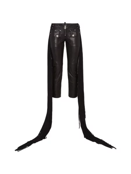 Decupat pantaloni Dsquared2 din piele negru