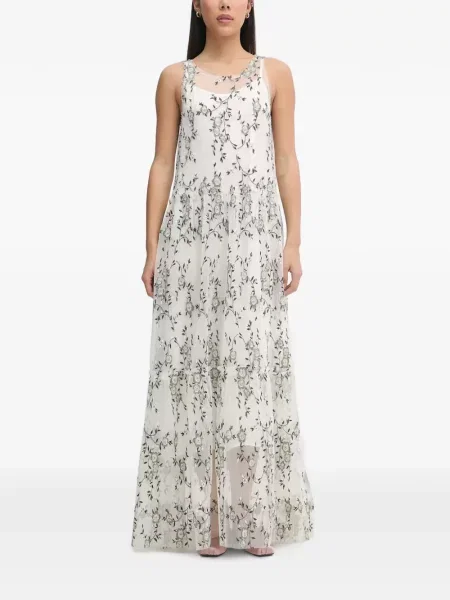 Rochie maxi Munthe cu model floral alb