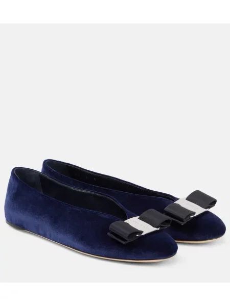Balerini Ferragamo de catifea albastru