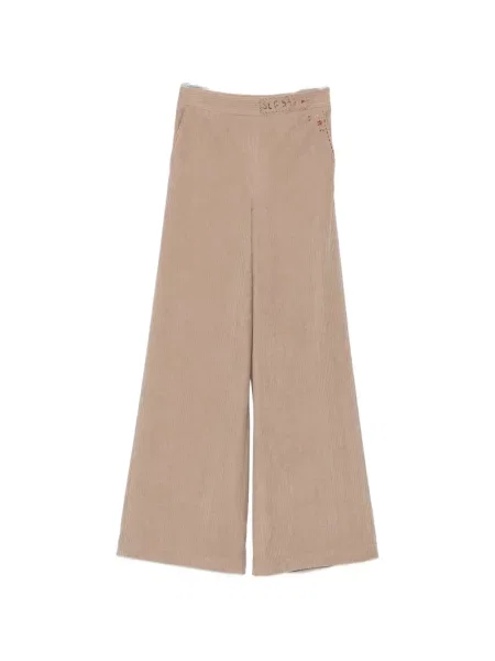 Pantaloni Bye de catifea cord cu model floral