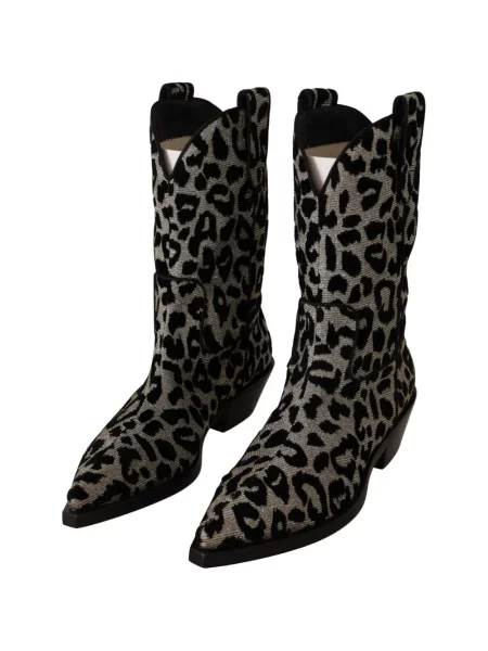 Botine Dolce & Gabbana cu imagine cu model leopard gri