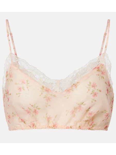 Sutien Simone Rocha cu model floral din dantelă roz