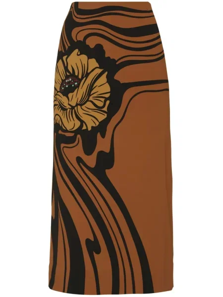 Fustă tip creion La Doublej cu model floral cu imagine maro