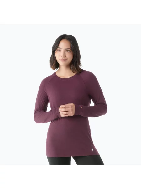 Дамска термо блуза с дълъг ръкав Smartwool Classic All-Season Merino Thermal Longsleeve Base Layer Crew Boxed eggplant винено червено
