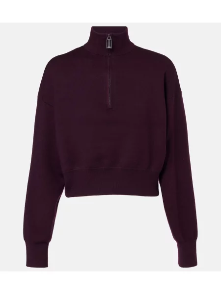 Pulover Victoria Beckham de lână de jumătate de fermoar violet