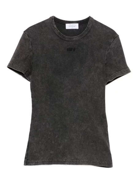 Tricou Off-white cu broderie alb