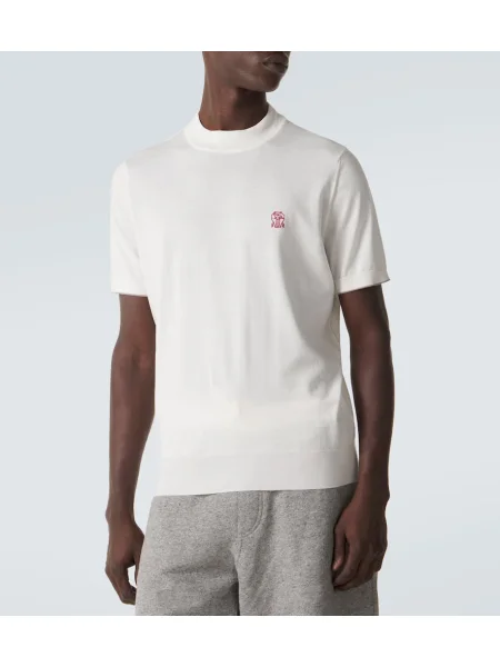 Tricou Brunello Cucinelli din jerseu alb