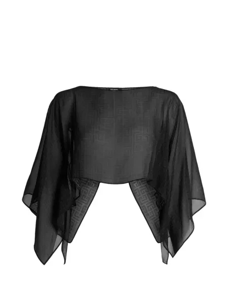 Top Balmain din șifon negru