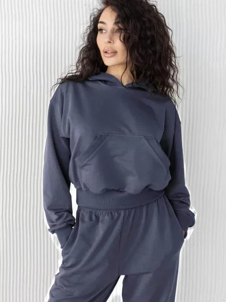 Женский спортивный костюм с капюшоном синій