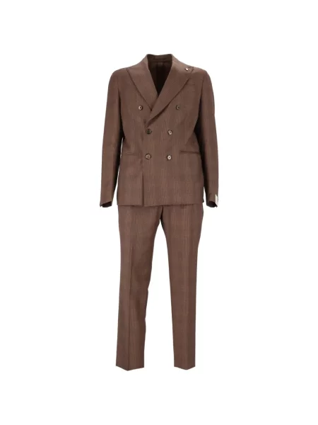 Costum L.b.m. 1911 în carouri cu două rânduri de nasturi maro