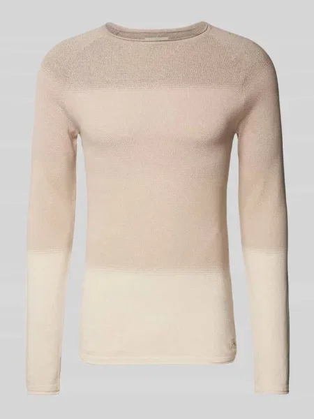 Sweter z dzianiny o kroju regular fit z czystej bawełny Jack & Jones beżowy