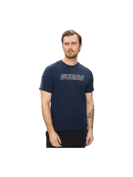 Guess t-shirt ARLO granatowy z aplikacją niebieska