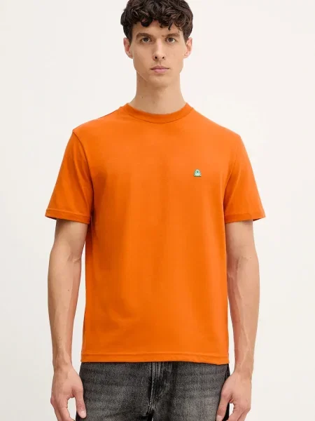 Тениска United Colors of Benetton с изчистен дизайн зелено
