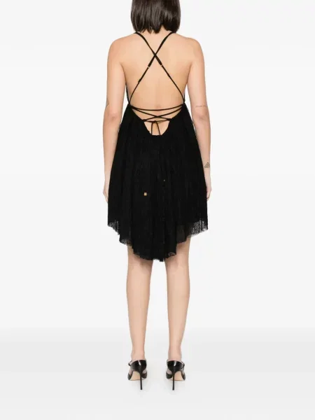 Rochie mini Elisabetta Franchi asimetrică din dantelă negru