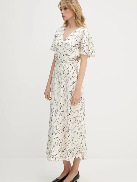 Karl Lagerfeld sukienka maxi rozkloszowana beżowy