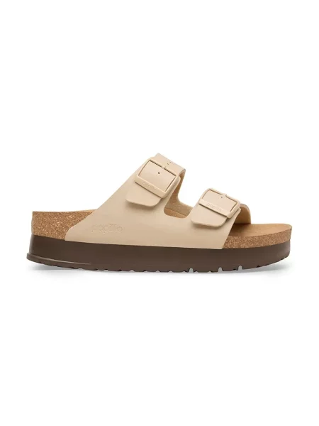 Papuci Birkenstock cu platformă bej