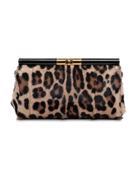 Lniana torebka Dolce And Gabbana brązowa