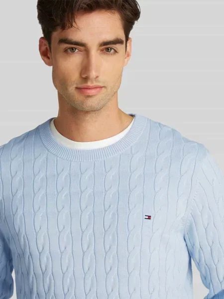 Sweter o kroju regular fit z czystej bawełny Tommy Hilfiger niebieski