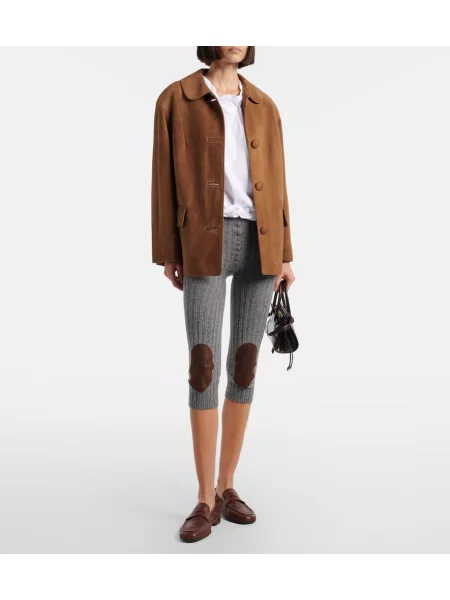 Pantaloni Prada de lână gri
