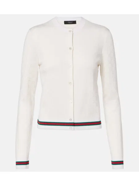 Cardigan Gucci din jacard alb
