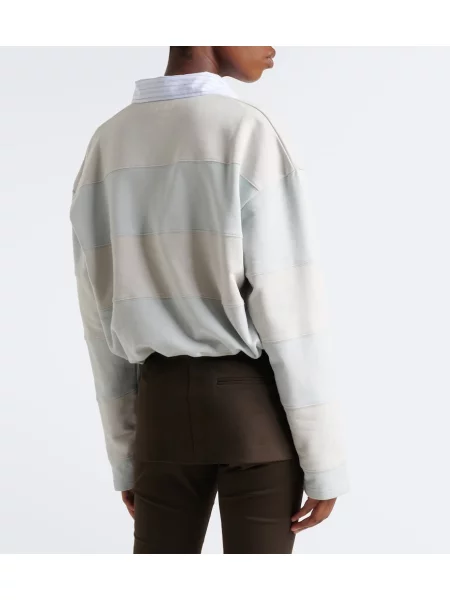 Fleecová pruhovaná polokošeľa Acne Studios modrá