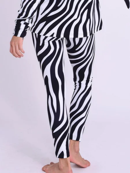 Legginsy termoaktywne – wzór zebra Hotel California białe