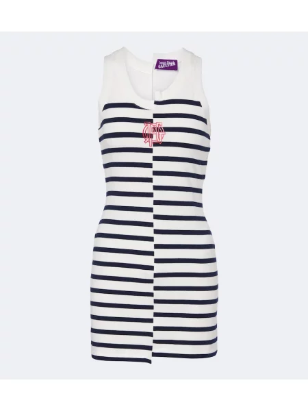 Rochie Jean Paul Gaultier cu dungi din jerseu alb