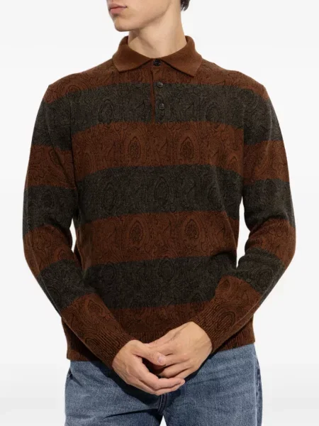 Tricou polo Etro cu dungi maro
