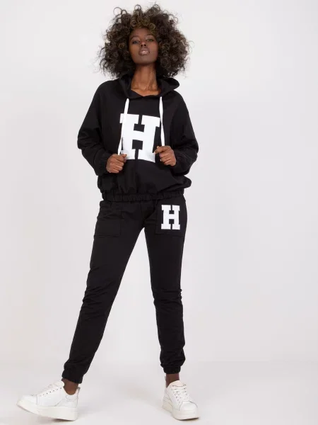 Trening Fashionhunters cu glugă negru