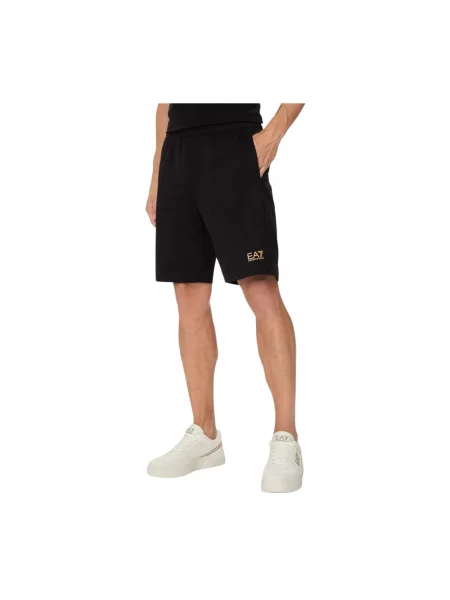 Szorty z elastycznym pasem Ea7 Emporio Armani czarne