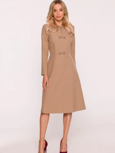 Rochie midi Stylove cu funde în linie A alb