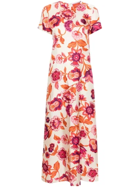 Rochie La Doublej de mătase cu model floral cu imagine