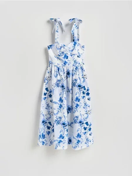 Reserved Rochie midi înflorată albastru-pal albastru