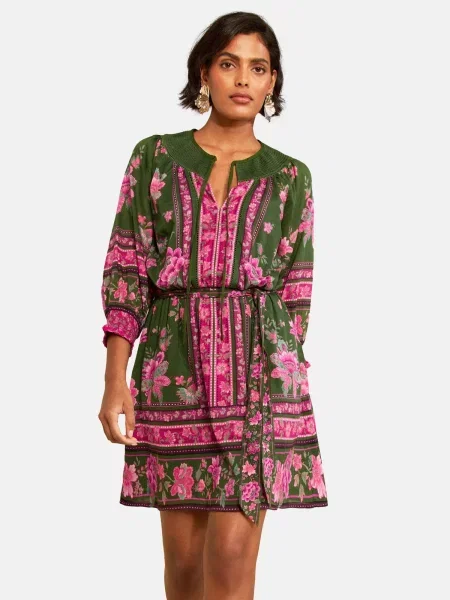 Love & roses Rochie turcoaz / pin / roz închis verde